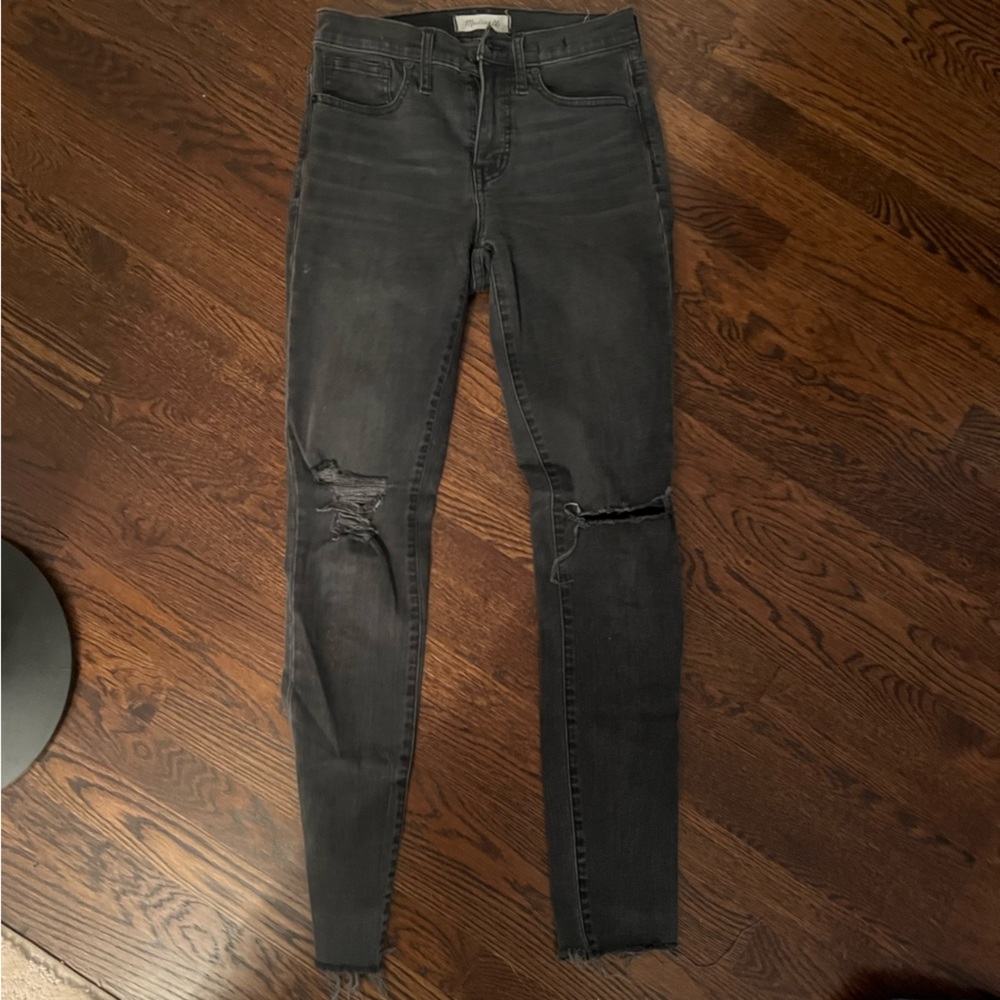 Black distressed skinny jeans- TALL